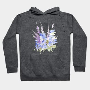 blue nigella flower arrangement ink and watercolor Hoodie